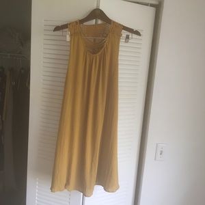 Mustard colored long flowing blouse